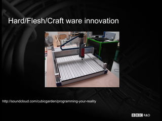 Hard/Flesh/Craft ware innovation




http://soundcloud.com/cubicgarden/programming-your-reality
 