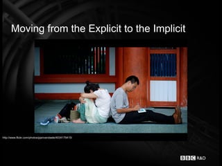 Moving from the Explicit to the Implicit




http://www.flickr.com/photos/pjanvandaele/4034179415/
 