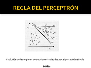 Evolución de las regiones de decisión establecidas por el perceptrón simple 