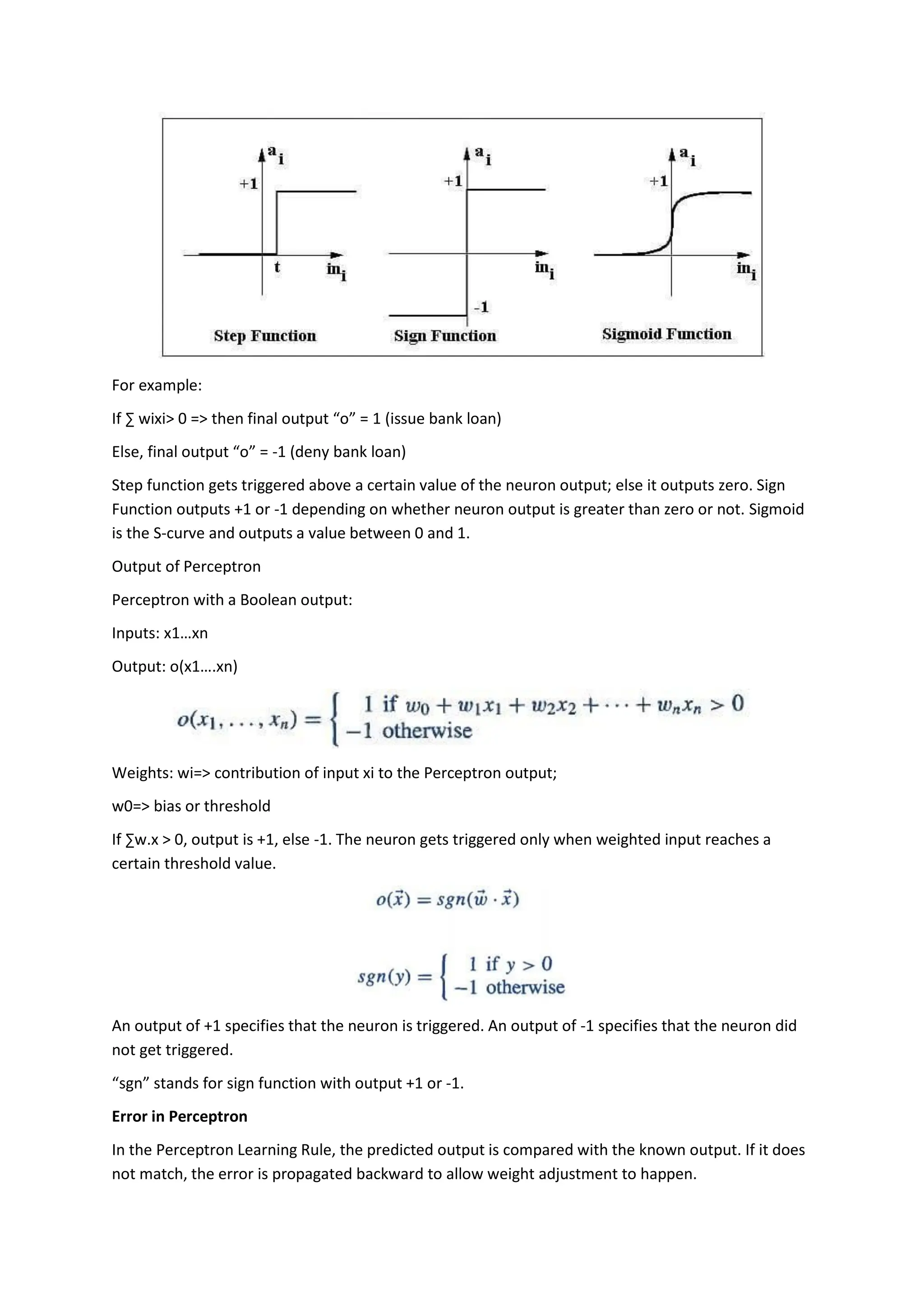 Perceptron Study Material with XOR example | PDF