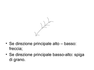 • Se direzione principale alto – basso:
freccia;
• Se direzione principale basso-alto: spiga
di grano.
 