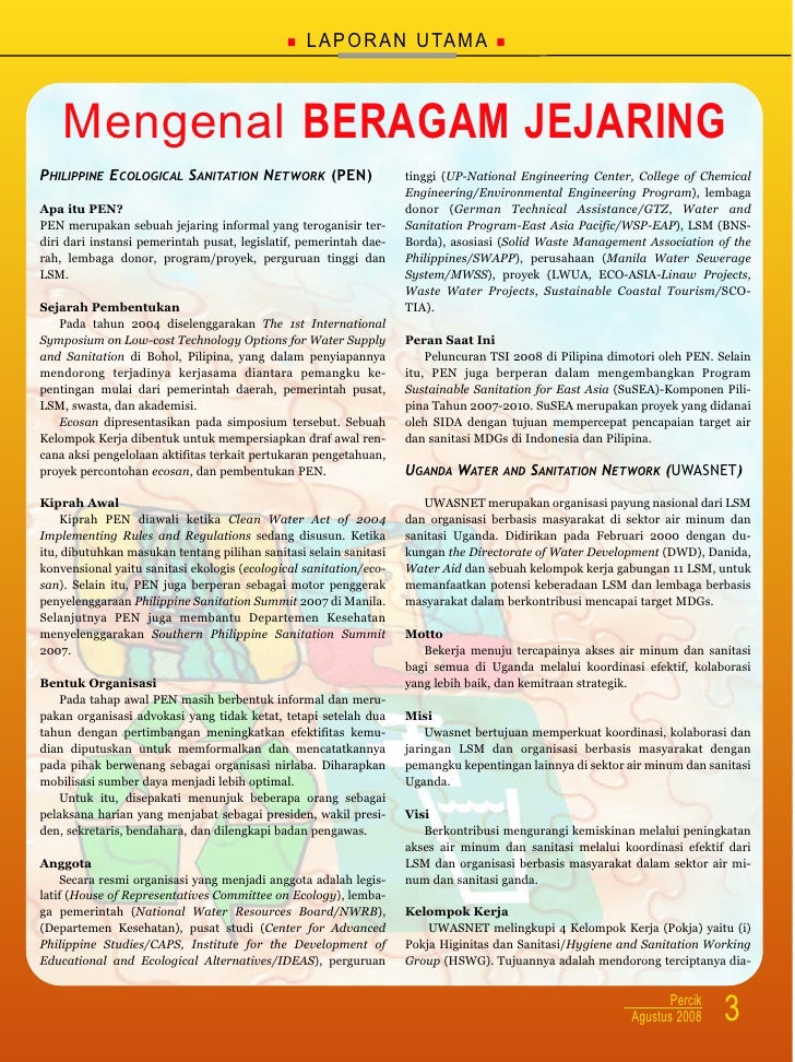 Media Informasi Air Minum Dan Penyehatan Lingkungan Percik Edisi Agus