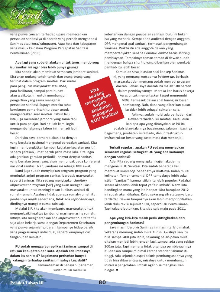 Tujuh Tahun Sanimas Media Informasi Air Minum Dan Penyehatan Lingkun