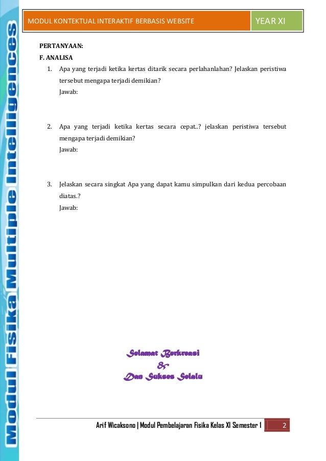 Percobaan hukum i newton Percobaan hukum i newton