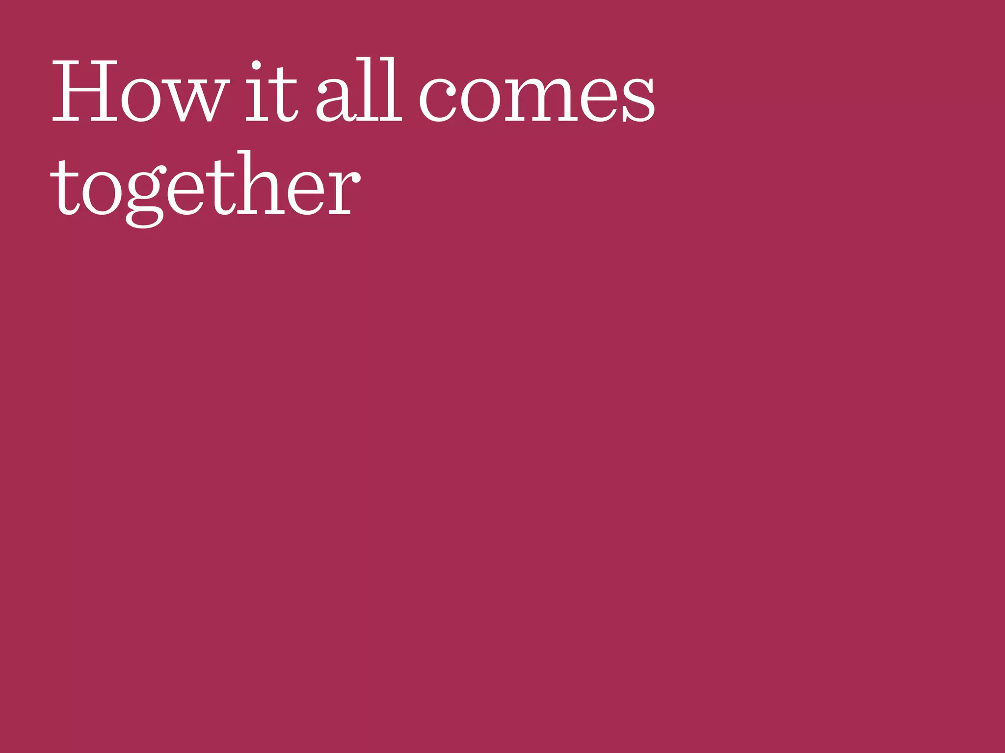 Howitallcomes
together