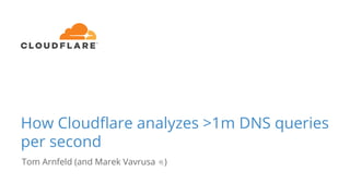 How Cloudflare analyzes >1m DNS queries
per second
Tom Arnfeld (and Marek Vavrusa )
 