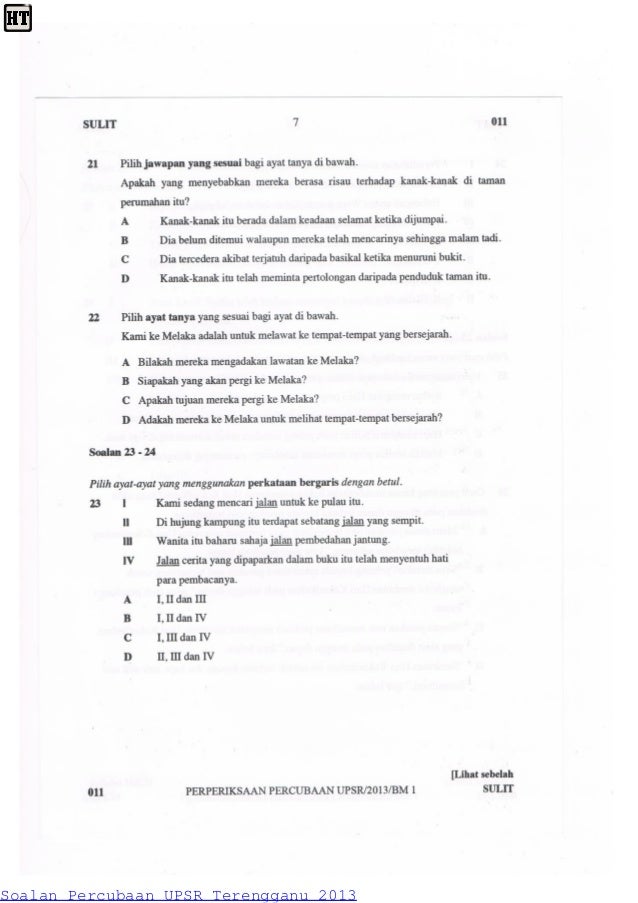 Percubaan upsr terengganu 2013 bm pemahaman