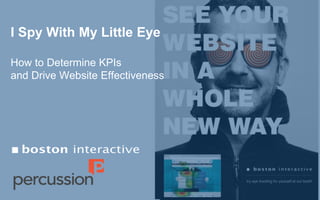 I Spy With My Little Eye 
How to Determine KPIs 
and Drive Website Effectiveness 
 