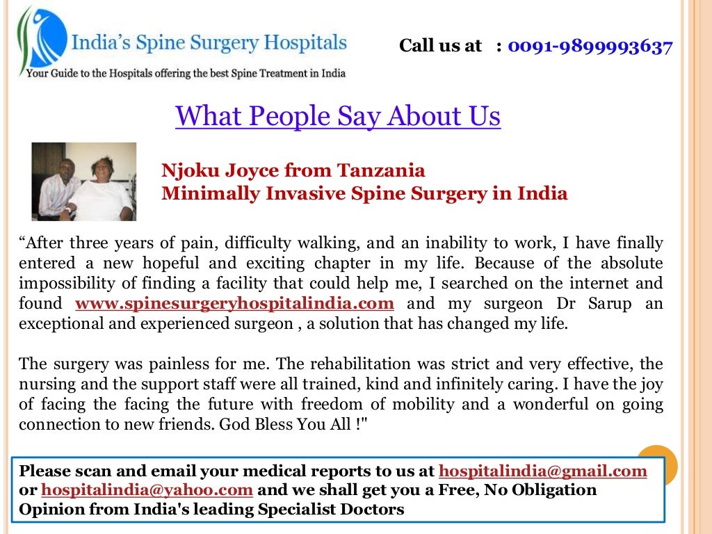 Percutaneous endoscopic lumbar discectomy spine surgery in India