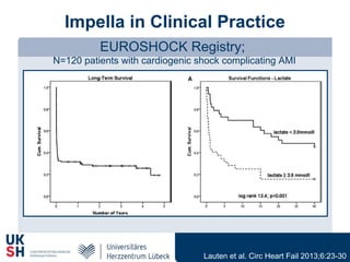 Impella in Clinical Practice
EUROSHOCK Registry;
N=120 patients with cardiogenic shock complicating AMI
Lauten et al. Circ Heart Fail 2013;6:23-30
 
