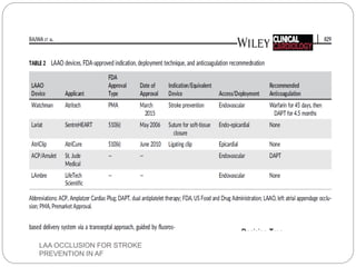 LAA OCCLUSION FOR STROKE
PREVENTION IN AF
 