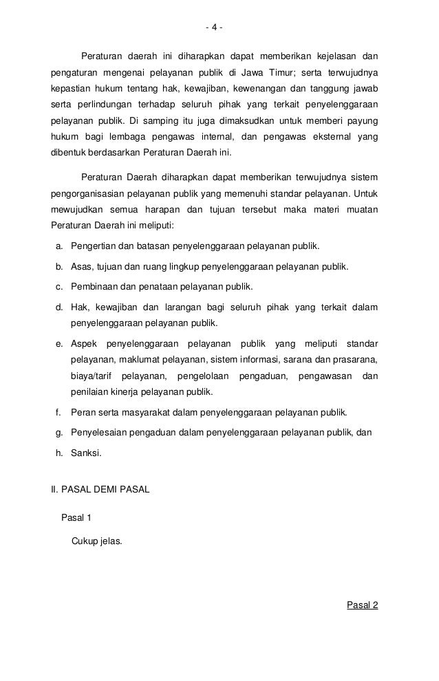 Peraturan Daerah Jawa Timur Nomor 08 Tahun 2011 Tentang Pelayanan Pub