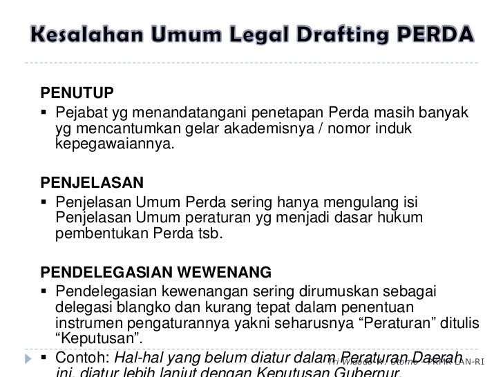 Perda Inisiatif dan Legal Drafting