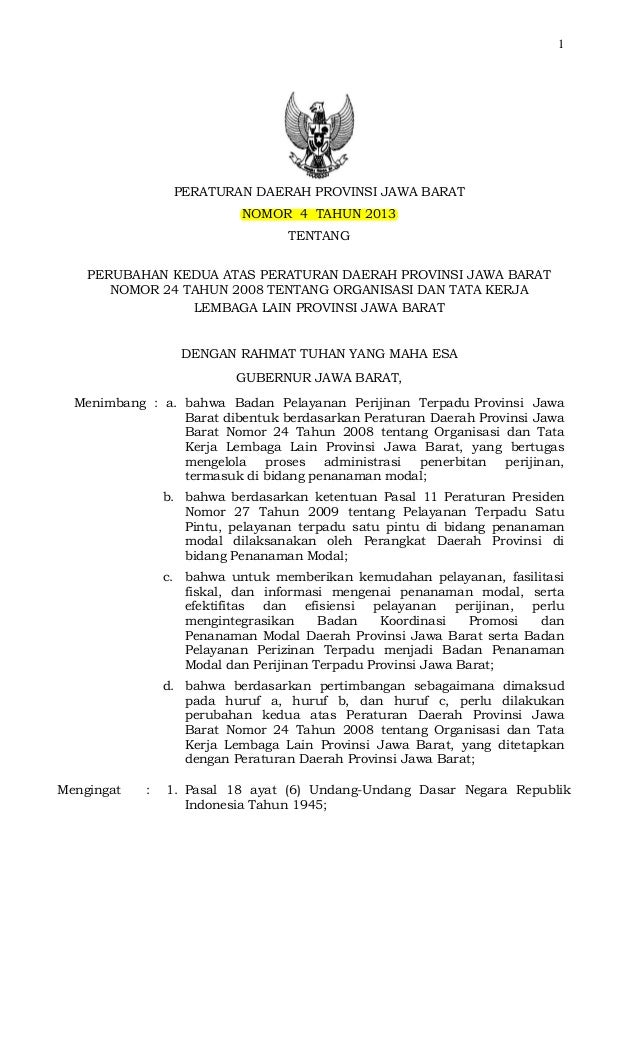 Perda Nomor 4 Provinsi Jawa Barat Tahun 2014