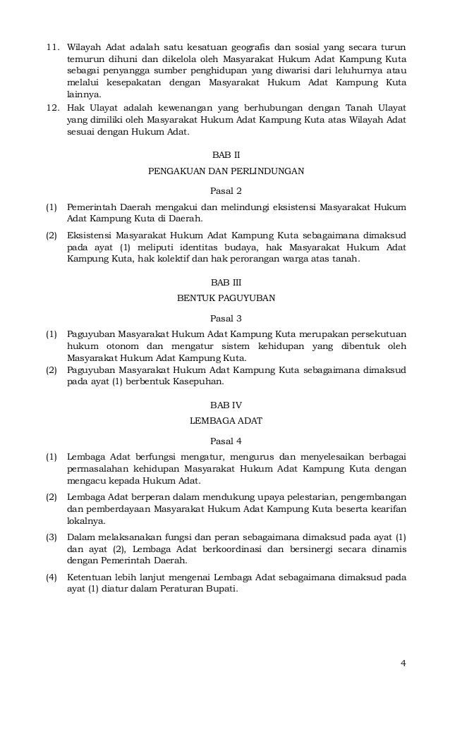 Perda No. 15 tahun 2016 tentang Pengakuan Masyarakat Hukum 