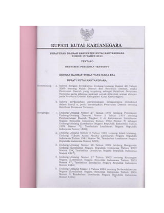 PERDA KAB.KUKAR NOMOR 19 TAHUN 2011 TENTANG RETRIBUSI PERIZINAN TERTENTU