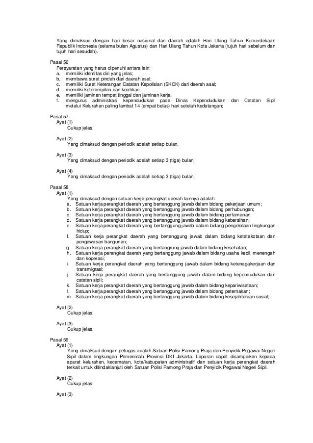 pindah surat catatan sipil dari Perda ketertiban umum tahun  tentang no  8 2007