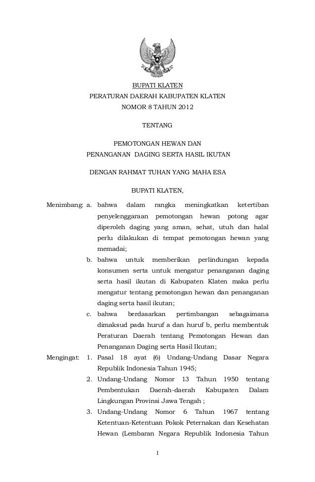 2012 Perda pemotngan daging