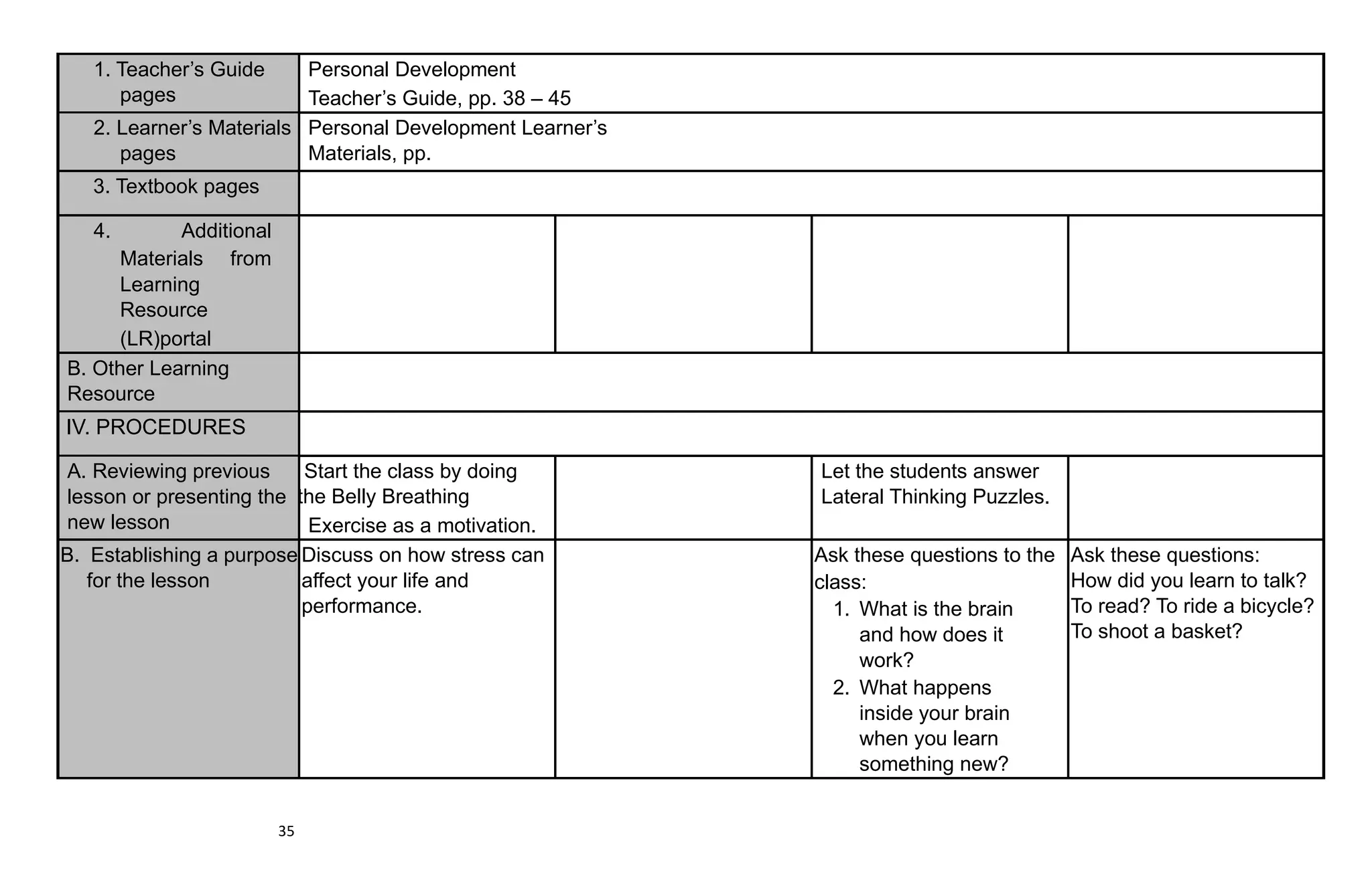 PERSONAL DEVELOPMENT LESSON PLAN COMPLETE.pdf | Educational Assessment ...