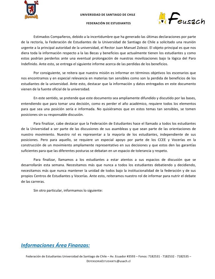 Perdida de becas y beneficios feusach