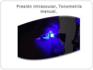 Presión intraocular, Tonometría
manual.
 