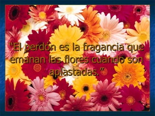 “ El perdón es la fragancia que emanan las flores cuando son aplastadas.” 