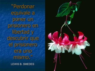 “ Perdonar equivale a poner un prisionero en libertad y descubrir que el prisionero era uno mismo.” LEWIS B. SMEDES 