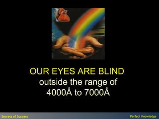 OUR EYES ARE BLIND
                      outside the range of
                        4000Å to 7000Å

Secrets of Success                           Perfect Knowledge
 