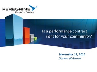 Is a performance contract
   right for your community?



         November 15, 2012
         Steven Weisman
 