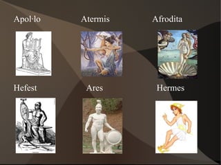 Apol·lo  Atermis  Afrodita  Hefest  Ares  Hermes  