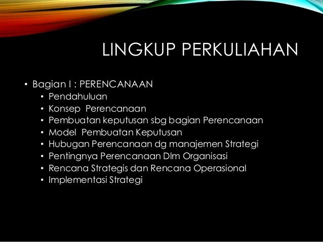 Perencanaan dan pengendalian