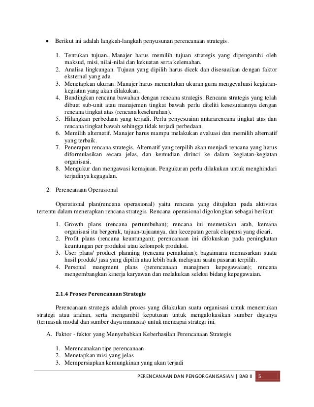 Perencanaan dan pengorganisasian