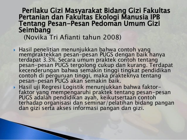 Perencanaan gizi seimbang melalui edukasi gizi berdasarkan 