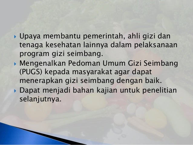 Perencanaan gizi seimbang melalui edukasi gizi berdasarkan 