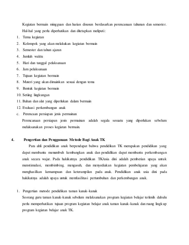 Makalah Perencanaan Pembelajaran Anak Usia Dini - Cara Mengajarku