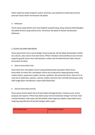 Perencanaan pesan komunikasi bisnis