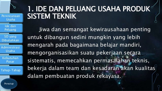 Perencanaan Usaha Produk Sistem Teknik