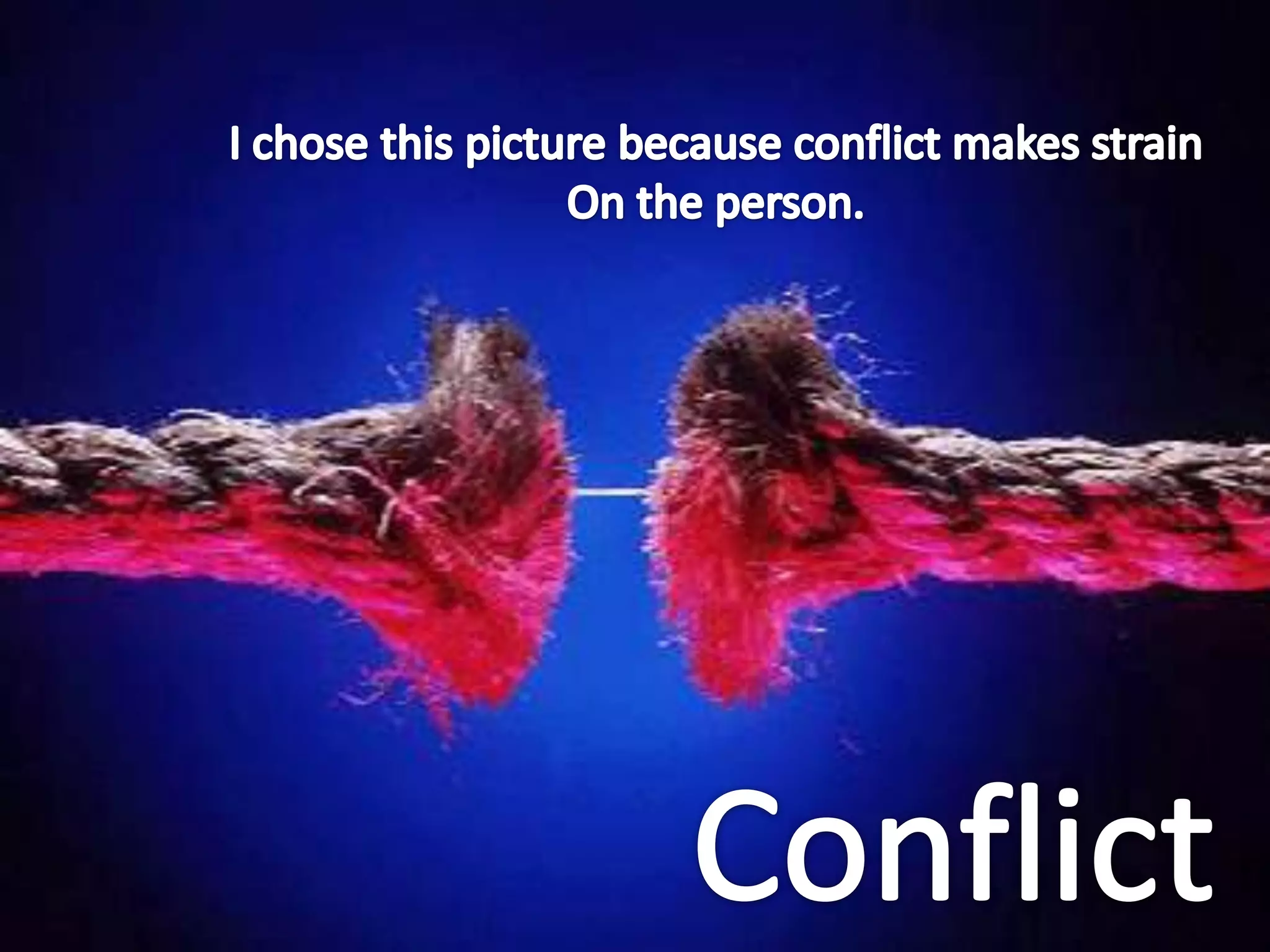 I chose this picture because conflict makes strainOn the person.Conflict 