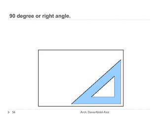 90 degree or right angle.
56 Arch. Dania Abdel-Aziz
 
