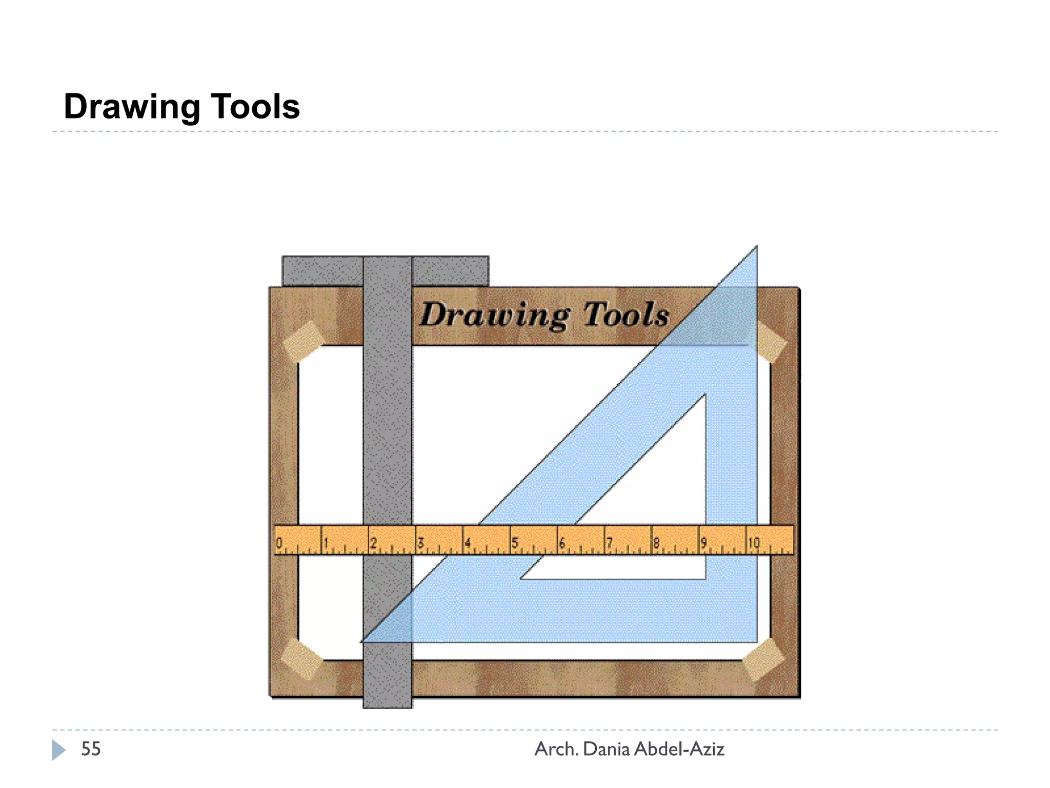 Drawing Tools
55 Arch. Dania Abdel-Aziz
 