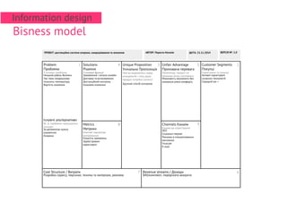 Bisness model
Information design