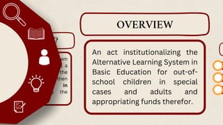 REPUBLIC ACT 11510 - ALTERNATIVE LEARNING SYSTEM ACT | PDF