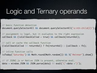 Data()

// regular:
$(elem).data(key,value);

// omg like 10x faster:
$.data(elem,key,value);
 