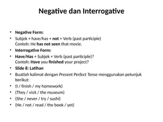 Comprehensive Guide to Present Perfect Tense in English Grammar | PPTX