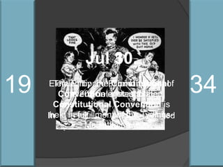 19 34Jul 10.Election by the Filipino people of the 202 delegates to the Constitutional Convention is held in fulfillment of the Tydings-McDuffie Law.Jul 30.The Philippine Constitutional Convention is inaugurated.Mar 24.The Tydings-McDuffie Law, known as the Philippine Independence Law, is approved by US President Roosevelt.
