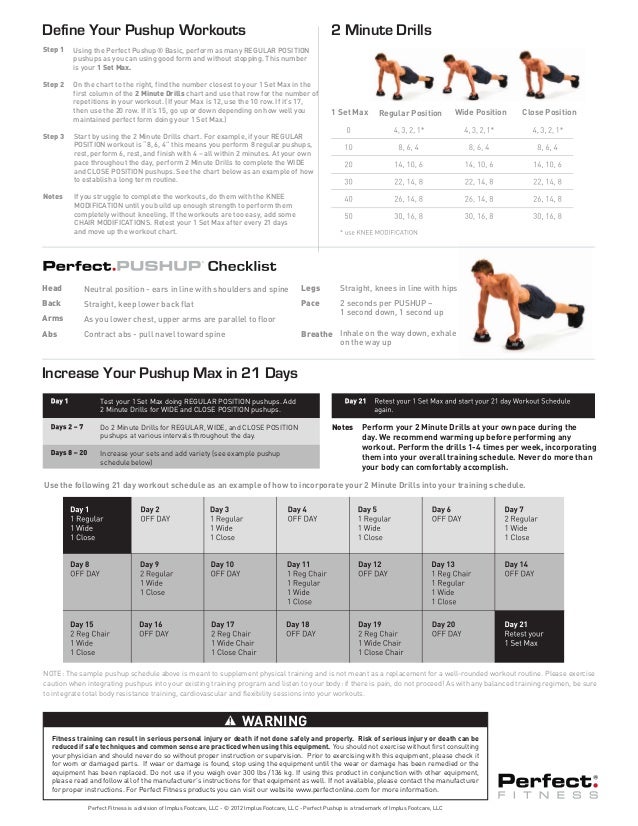 Perfect Pushup Exercise Chart