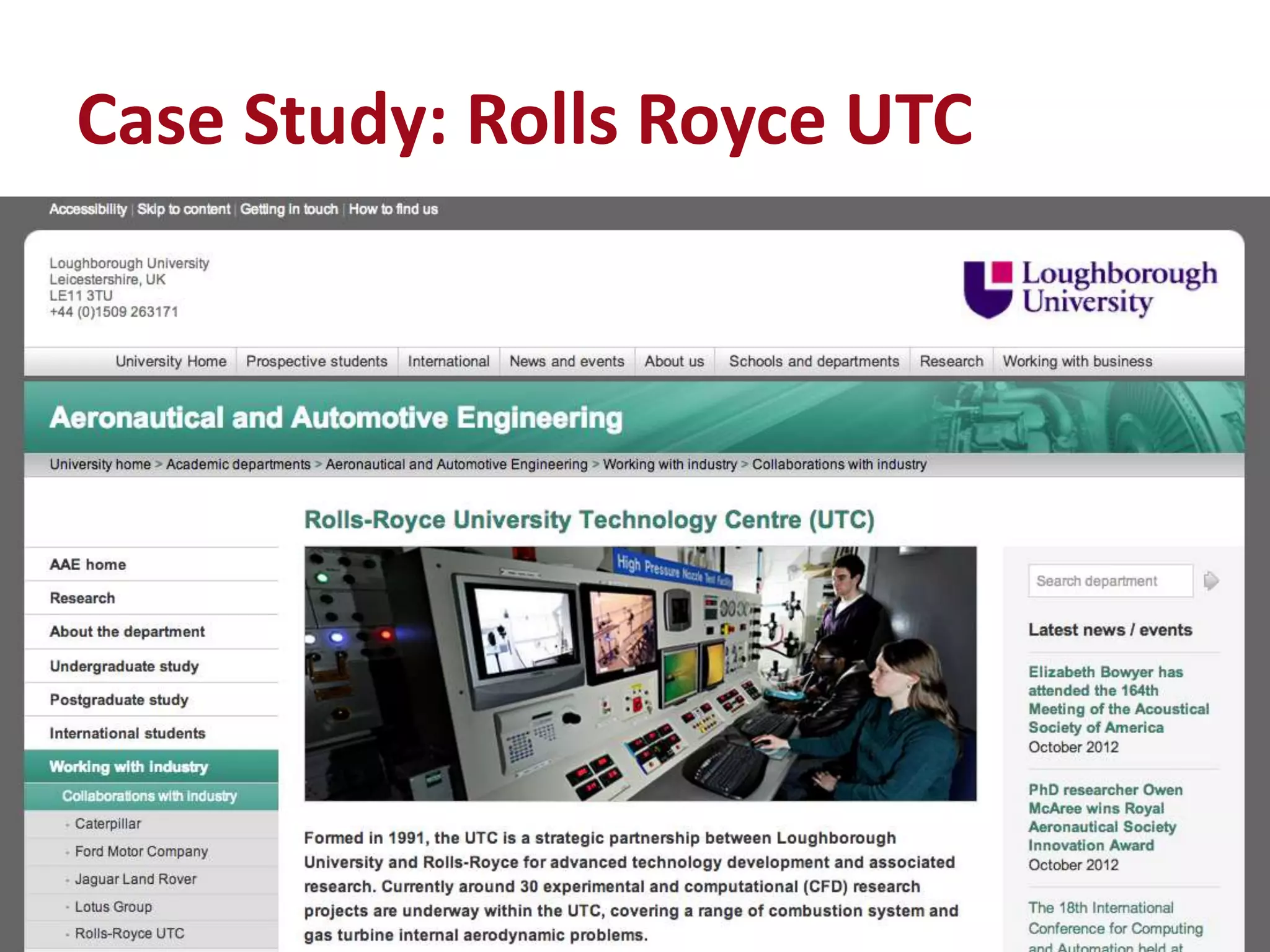 Case Study: Rolls Royce UTC
 