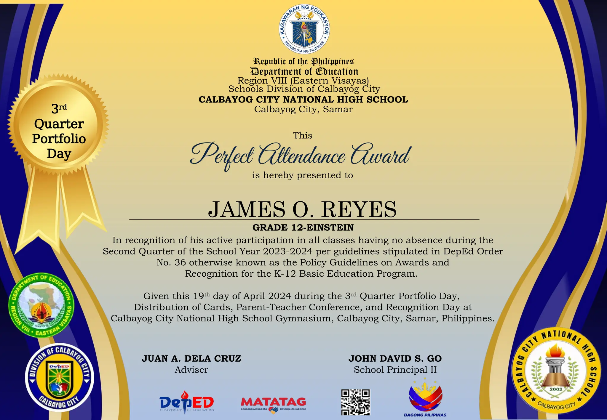 Awards For Kids Perfect Attendance Certificate Template - Free Printable  Calendar Perfect Attendance Certificate Template Editable, image size:2048x1418