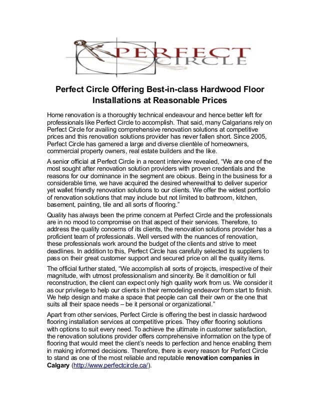 Perfect circle offering best inclass hardwood floor installations at