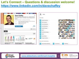 39
Let’s Connect – Questions & discussion welcome!
https://www.linkedin.com/in/davechaffey
www.slideshare.net/Smart-Insights
 